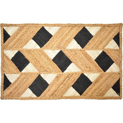 Signes Grimalt Rechteckiger brauner geflochtener Juteteppich – 1 x 120 x 70 cm