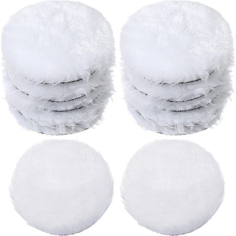 Lot de 12 tampons de polissage - 80 mm - Épaisseur : 1,7 cm - En laine d'agneau - Pour phares de voiture, sols et meubles - Noir et blanc (1/5)
