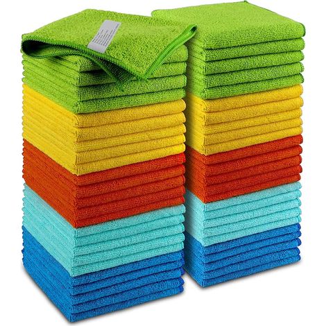 Paquete de 50 paños de limpieza de microfibra premium: sin pelusa, resistentes a los arañazos y absorbentes, para coches, todoterrenos, camiones y barcos (30 x 30 cm) (1/5)