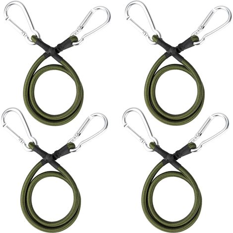 Cordes élastiques avec mousqueton, 60 cm, cordes élastiques avec crochets, corde élastique pour bagages, sangles élastiques, compatibles avec les bâches de camping