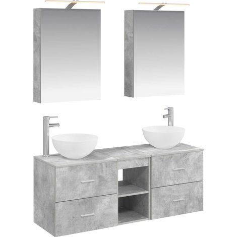 Ensemble de mobilier de salle de bain 5 pcs Gris béton vidaXL (1/5)