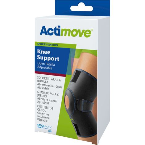 ACTIMOVE SE Knieorthese mit freiliegender Kniescheibe, verstellbare Größe, Universalgröße Schwarz (7559310) (k=12)