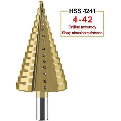 foret étagé HSS en titane conique pour perçage de métaux, 4-42 mm (1/5)