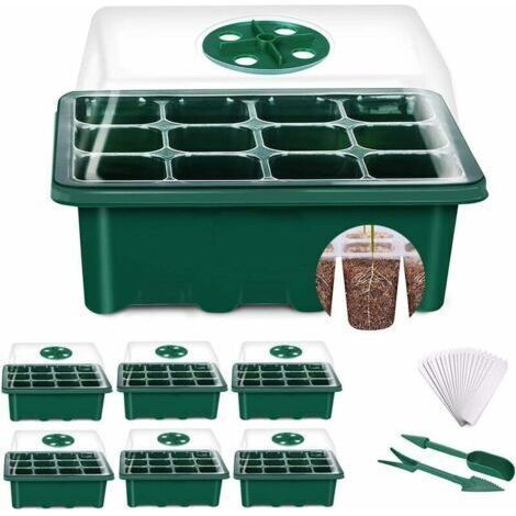 Mini Serre pour Plantes, 6 Pièces 72 Cellules Intérieure Plateau Semis Bac à semis Pépinière Boîte de Culture avec Couvercle et Ventilation Durables (1/4)