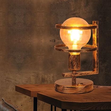 Decorative Table Lamp, Retro Atmosphere Lamp, Metal Desk Lamp, E27 Bedside Lamp, Bedroom Lampshade with Switch (1/5)