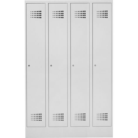 STIER Garderobenspind Premium mit Sockel 4 Abteile Zylinderschloss lichtgrau (1/2)