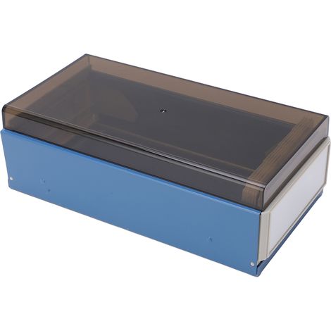 Porte-cartes transparent bleu extensible avec espace élargi, design coulissant pour bureau et organisation de bureau (1/5)