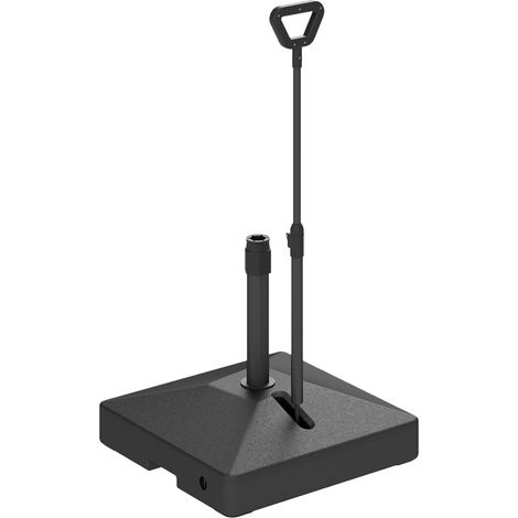 Sonnenschirmständer mit verstellbaren Rollen, Basis für Gartenschirme, mit Wasser oder Sand befüllbar, aus schwarzem Kunststoff