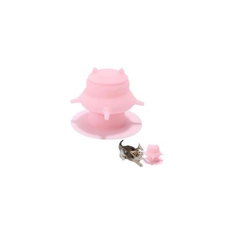 Distributeur de Lait pour Chiots avec Quatre Tétines Factices, Station d'alimentation en Silicone Rose Chiots Biberon Anti-Fuite pour Chatons Nouveau-Nés Chiens et Chatons (1/5)