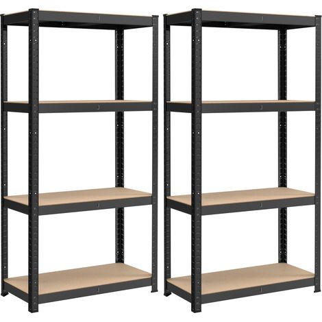Lot de 2, Étagère de Rangement à 4 Niveaux, 40 x 80 x 160 cm, Capacité 520 kg, Planches Réglables, Style Industriel, pour Cuisine, Salon, Noir GLR044B02 (1/5)