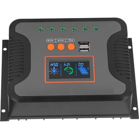 Chargeur de batterie solaire PowMrPWM 60A avec deux ports USB, tableau de paramètres automatiques PWM 12/24/36/48V, écran LCD réglable, compatible avec les batteries AGM, gel, à électrolyte liquide et (1/5)