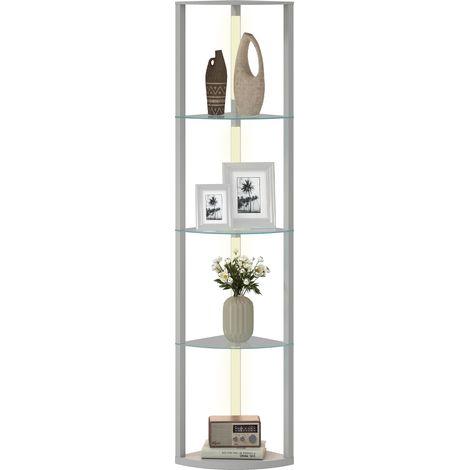 HOMCOM LED Floor Lamp with Shelves, Dimmable Standing Lamp with Foot Switch