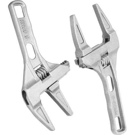 Clé à Molette Réglable En Aluminium Pour Robinetterie, 2 Pièces, Antirouille, Prise Antidérapante, Pour Chauffage Sanitaire Et Plomberie, Ensemble Court Ergonomic, Usage Professionnel (1/5)