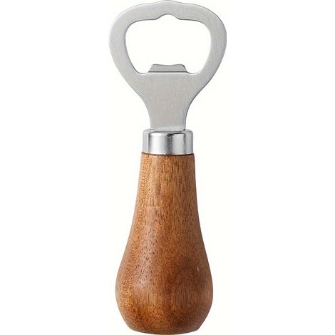 Ouvre-bouteille debout en acier inoxydable avec manche en bois argenté, pour bières et vins, adapté au bar et au plan de travail de cuisine (1/5)