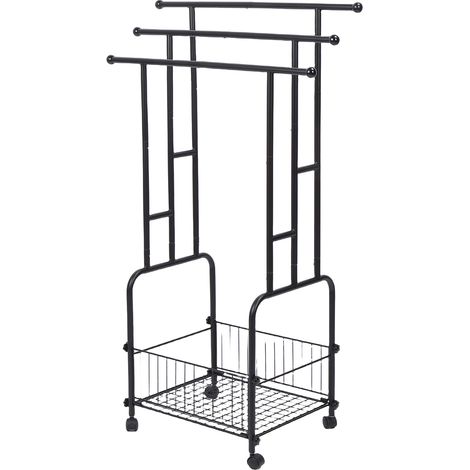 Perchero Toallas Pie Hierro 3 Niveles 108cm con Ruedas y Cesta, Secado Rápido – Ideal para Baño (1/5)