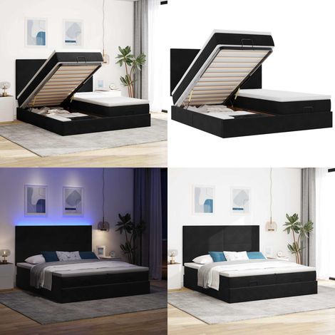 vidaXL Ottoman-Bett mit Matratzen & LEDs Schwarz 180x200 cm Samt (1/5)