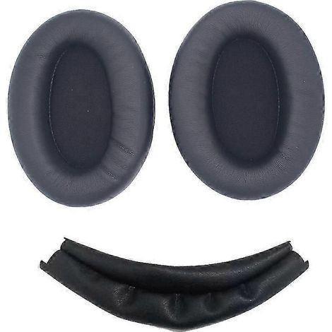 Coussinets d'oreille + arceau pour casque WH-1000XM4 - Pièces de rechange pour casque audio - Noir QAQ (1/5)
