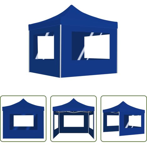 vidaXL Abri de soleil -  Tente de réception pliable avec parois Aluminium 2x2 m Bleu (1/5)