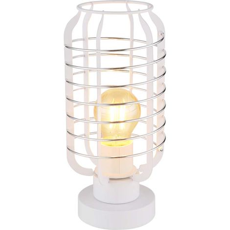 Tischleuchte Beistelllampe Leselampe Metall weiß gitterdesign modern H 27,5 cm