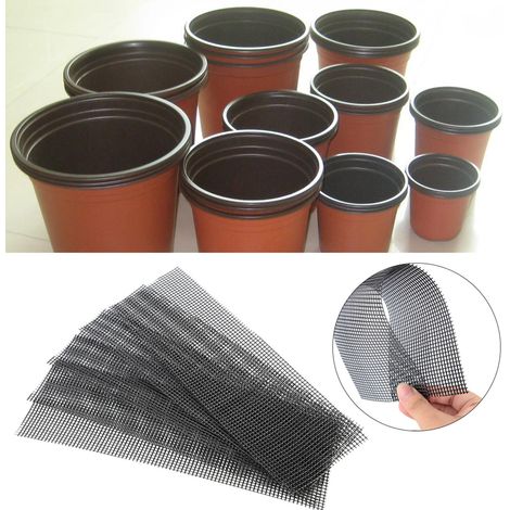 5 pièces Grille de Fond pour Pots de Fleurs, Tissu de Drainage pour Jardinage, Tapis pour Bonsaï et Plantes en Pot (30x10 cm)