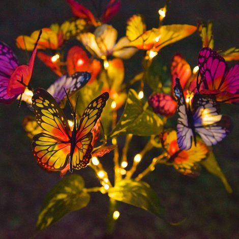 Lumière Solaire Jardin,4 Pièces 24LED Papillon Lampe Solaire Extérieure,IP65 Étanche,Lumières Solaires Lucioles,pour Jardin, Passage, Anniversaire, Décoration de Fête,Solar Firefly Light (1/5)