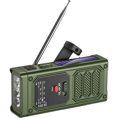 Radio météo d'urgence solaire à manivelle AM/FM/NOAA portable de (1/5)