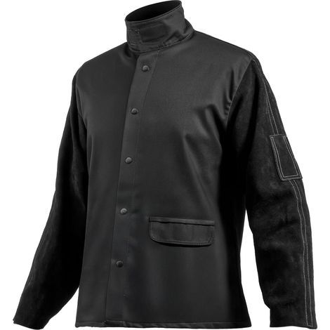 VEVOR Giacca da Saldatura Ignifuga, Taglia XL, Giacca di Sicurezza per Saldatura Resistente al Calore, Bottoni Automatici e Tasche, Manica in Pelle di Vacchetta Crosta Resistente, Corpo in Cotone FR (1/5)