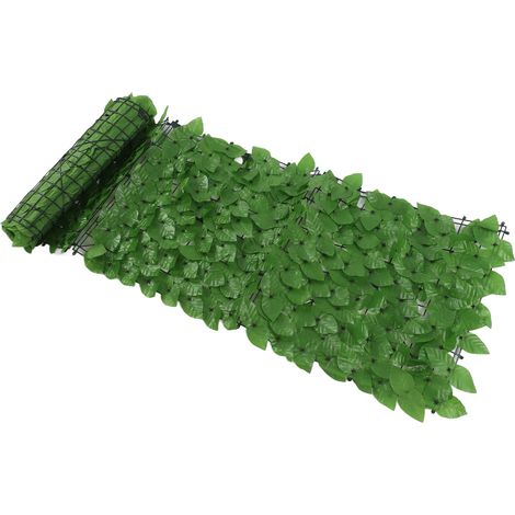 Haie artificielle de feuilles empêchant la chute des feuilles, clôture décorative artificielle pour balcon, cour, feuilles d'Epipremnum Aureum vert émeraude, 0,5 x 3 mètres (1/5)