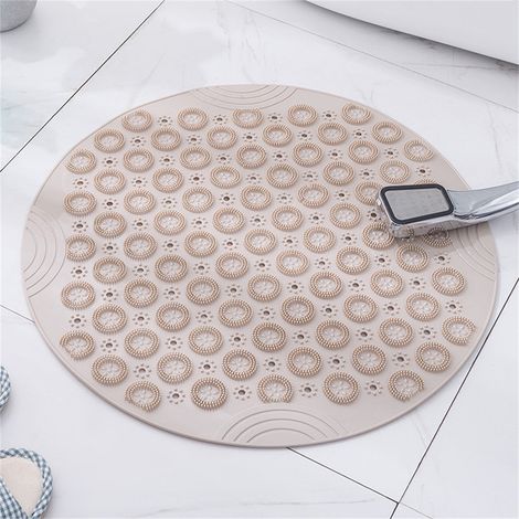 Tapis Anti-dérapant Salle De Bain - Forme Ronde - PVC - 66 cm De Diamètre - Pour Douche Et Baignoire - 1 Pièce (1/4)