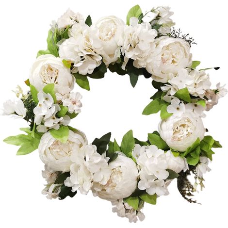 Guirlande Florale Artificielle - Couronne de Pivoines Fausse - Pour Porte Mur Fenêtre - Décoration Intérieure Extérieure - Diamètre 40 cm - 1 Pièce (1/5)