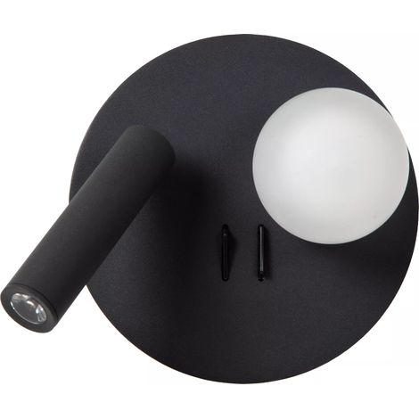 Applique lettura doppia nera sfera bianca Matiz LED Lucide (1/4)