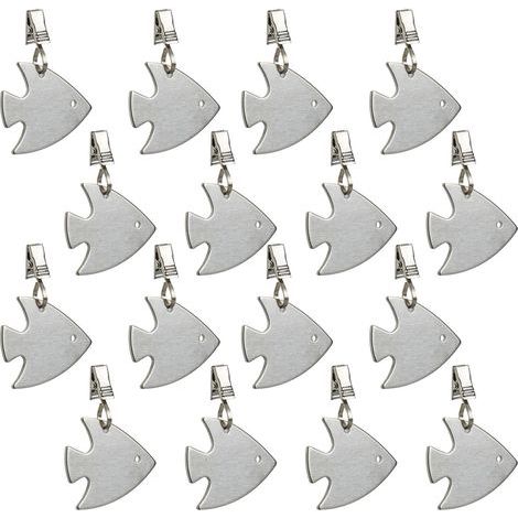 Lot de 16 poids pour nappe ou rideaux, forme animale (poisson), acier inoxydable, argent — 5,8 x 6,2 cm (1/5)