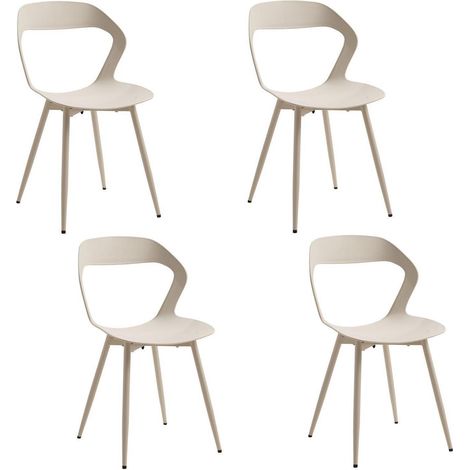4er Set Esszimmerstühle mit Metallbeinen, Hohlrücken-Design, Khaki (1/5)