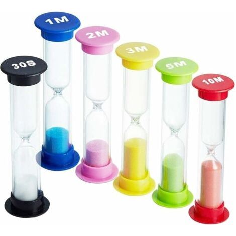 Sablier, 6 couleurs sablier sablier sablier minuteries 30sec 1min 2mins 3mins 5mins 10mins pour salle de classe jeu bureau à domicile, minuteur de brosse à dents pour enfants enfants-LIAIKI