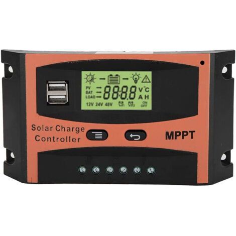 Controlador de carga solar, regulador de batería para panel solar de 12V/24V con pantalla LCD, protección contra sobrecargas para el hogar, la industria y el comercio, 60A(60A) (1/5)