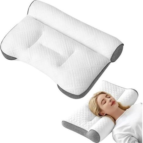 Oreiller orthopédique en mousse à mémoire de forme, coussin de soutien de la nuque ergonomique pour dormir sur le côté,OREILLER (1/4)