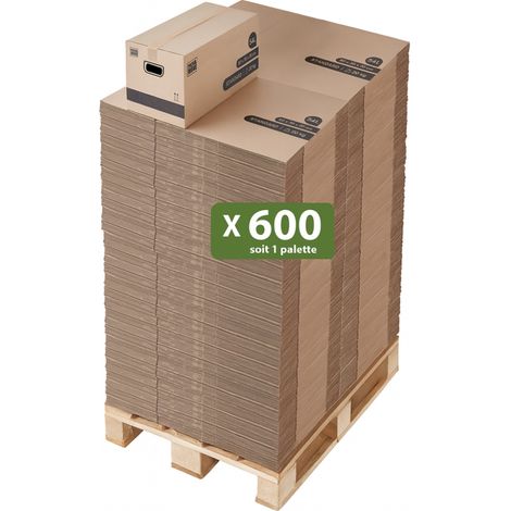 Pack and Move - Lot 600 cartons déménagement stockage standard - 60 x 30 x 30 cm - Poignées renforcées