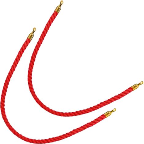 2pièces Corde de Barrière avec Crochets Or Corde de Contrôle de Foule Rouge Velours pour Hôtel Événement Théâtre et Restaurant (1/5)