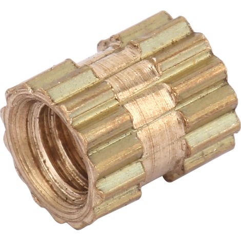 Écrous en laiton M2.5 à insert moulé, cylindriques et moletés (M2.5x3x3.5 mm) - Lot de 100 pièces (1/5)