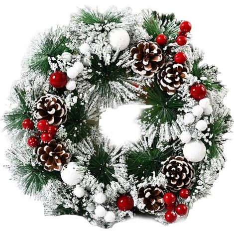 Couronne De Noël - 32 Cm - En PVC Artificiel - Pour Porte D'Entrée Mur Cheminée Fenêtre - 1 Pièce (1/5)