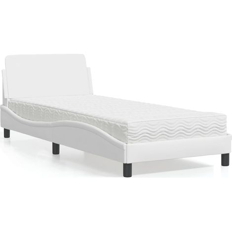 Cama con colchón Dover cuero sintético blanco 80x200 cm vidaXL (1/5)