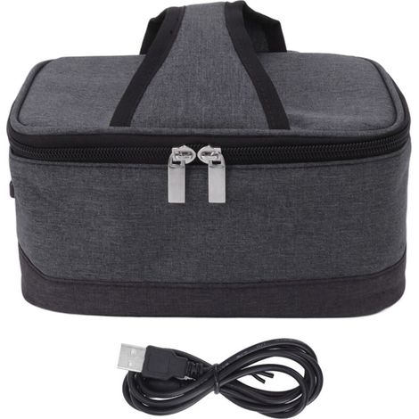 Portable Electric Lunch Box Food Heater USB Constant Heating Insulation Bag Heated Lunch Box Bag Light Gray (1/4)
