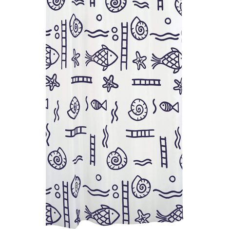 Rideau de douche textile 240 x 180 cm Bleu (1/5)