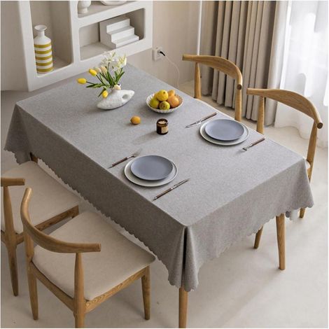 Fleckabweisende Tischdecke rechteckig 220x140 cm Hellgrau wasserdicht & abwaschbar