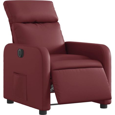 vidaXL Poltrona Reclinabile Elettrica Rosso Vino in Similpelle (1/5)