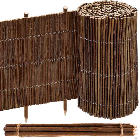 300x20 Flexible Beeteinfassung Weide - Rollborder Rasenkante Holz Beetumrandung (1/5)