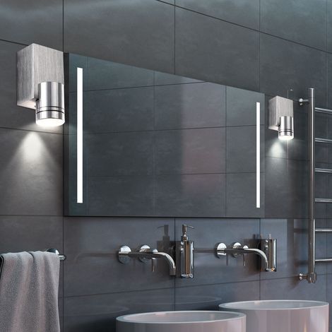 Wandleuchte Aluminium Flurleuchte Wand silber Wandstrahler Wohnzimmer, Alu gebürstet, LED 1W 80Lm warmweiß, 2er Set
