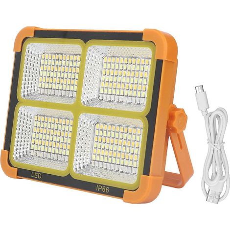 100-W-Solar-Arbeitsleuchte, 4-stufig verstellbar, IP66, tragbarer Solar-Flutlichtstrahler für Notfälle in Garage und Teich