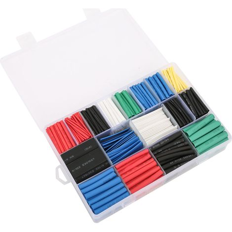 Gaine thermorétractable 670pcs multicolore, manchon de câble rétractable, tube protecteur isolant pour fil électrique, assortiment de tailles, kit de sertissage (1/5)