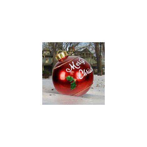 Ornements de Noël Boule de Noël Gonflable Géante Décorée en PVC de Noël Extérieur de 23,6 Pouces Décorations de Boule Gonflable de Noël Boules Gonflables de Noël pour Plein Air à La Maison - Merry Chr (1/5)